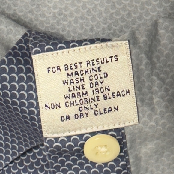 Peter Millar Shirt Men Medium Blue Geometric Long Sleeve Preppy Button Down - Picture 4 of 5